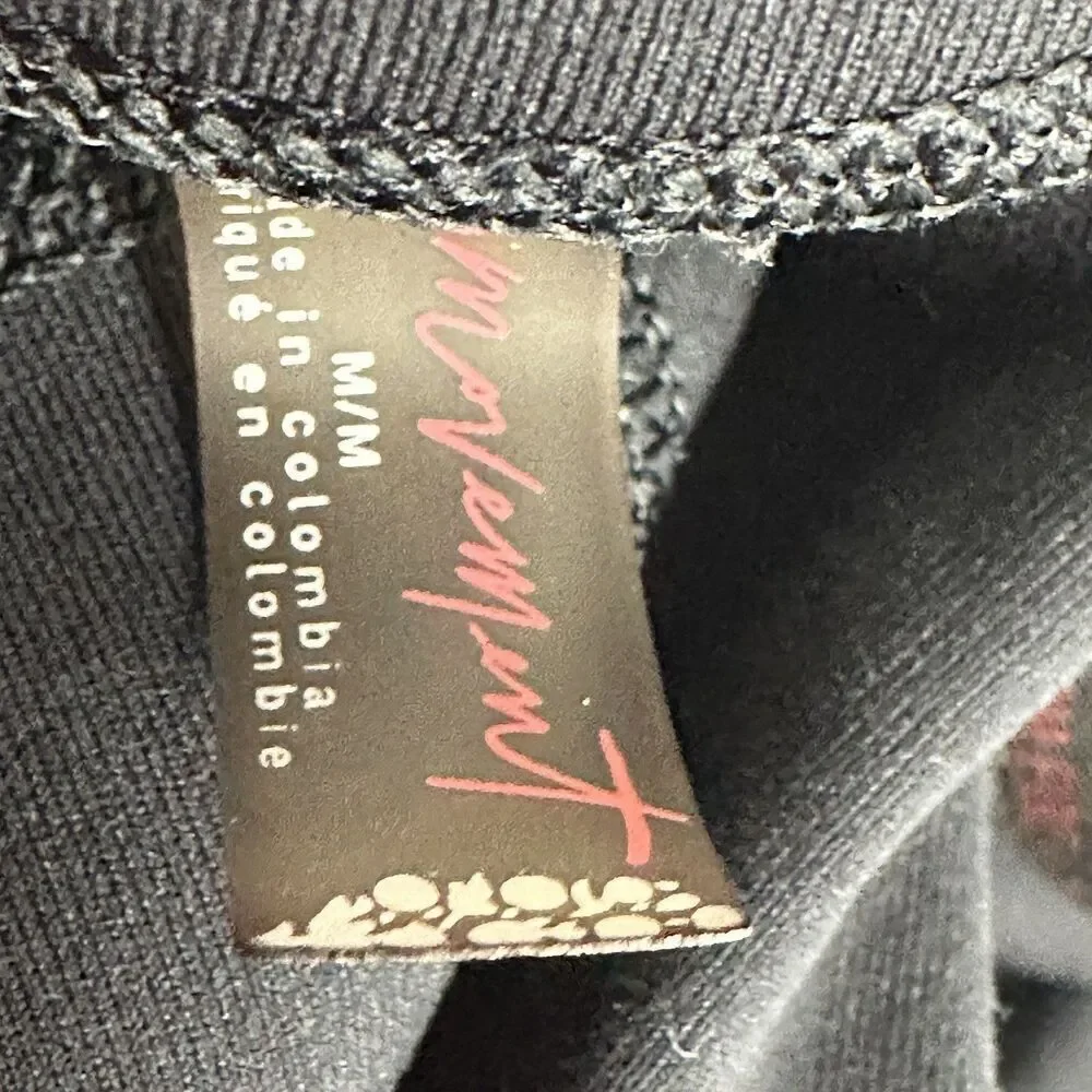 Free People FP Movement Shanti Straight Leg Pants Womens M Black Crossover Waist
